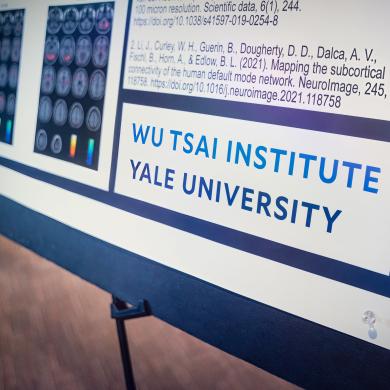 Wu Tsai Institute wordmark displayed on the corner of a scientific poster