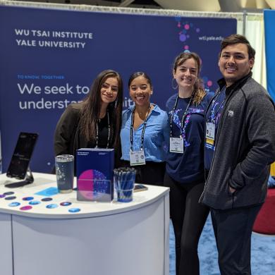 Yale trainees at the Wu Tsai Institute booth, SfN conference 2022